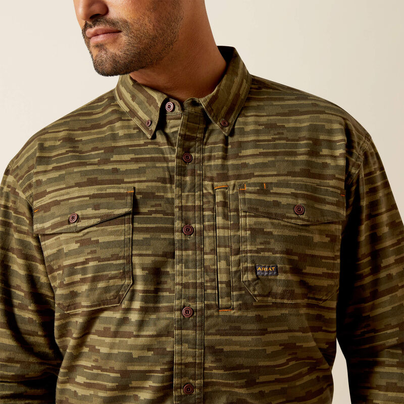 Flannel Durastretch Work Shirt LS- Burnt Olive Camo