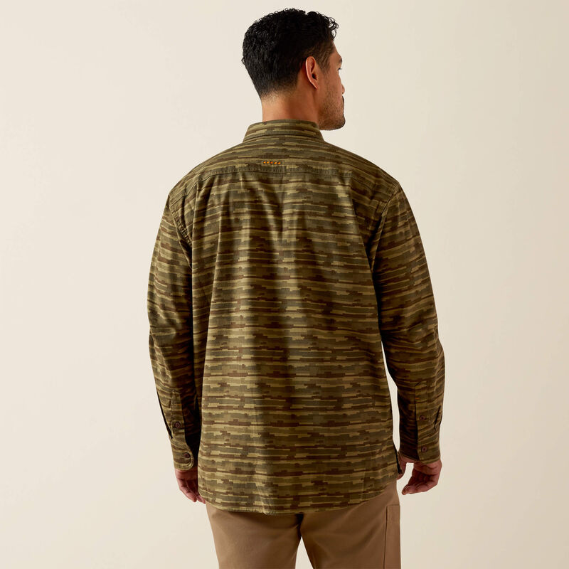 Flannel Durastretch Work Shirt LS- Burnt Olive Camo