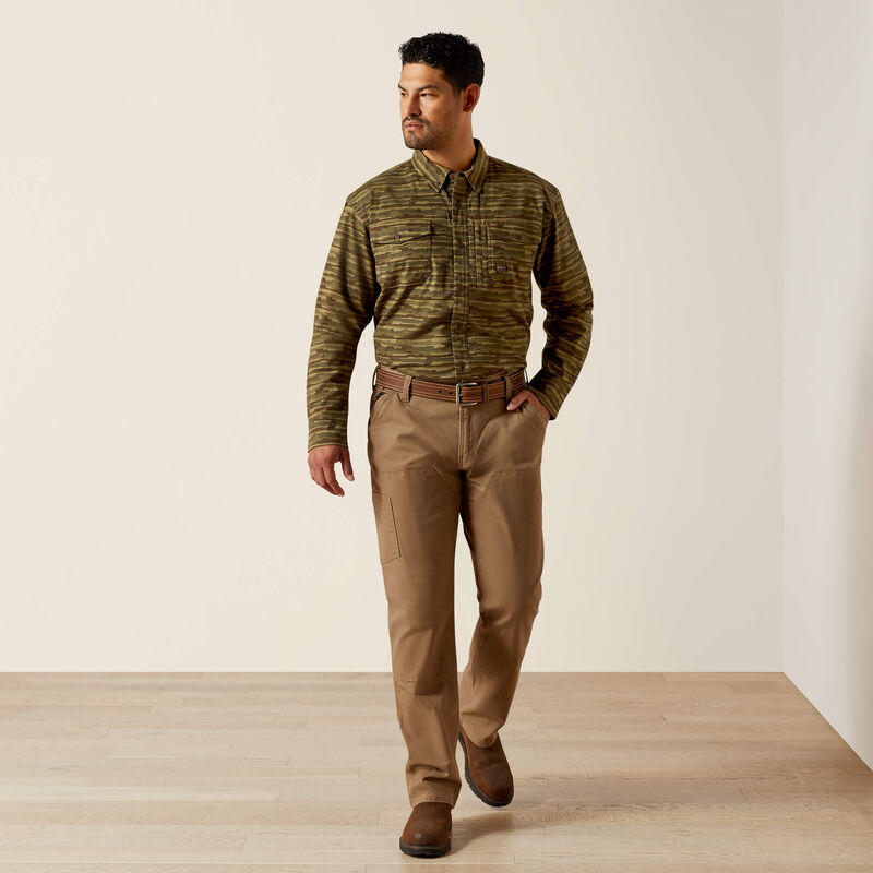 Flannel Durastretch Work Shirt LS- Burnt Olive Camo