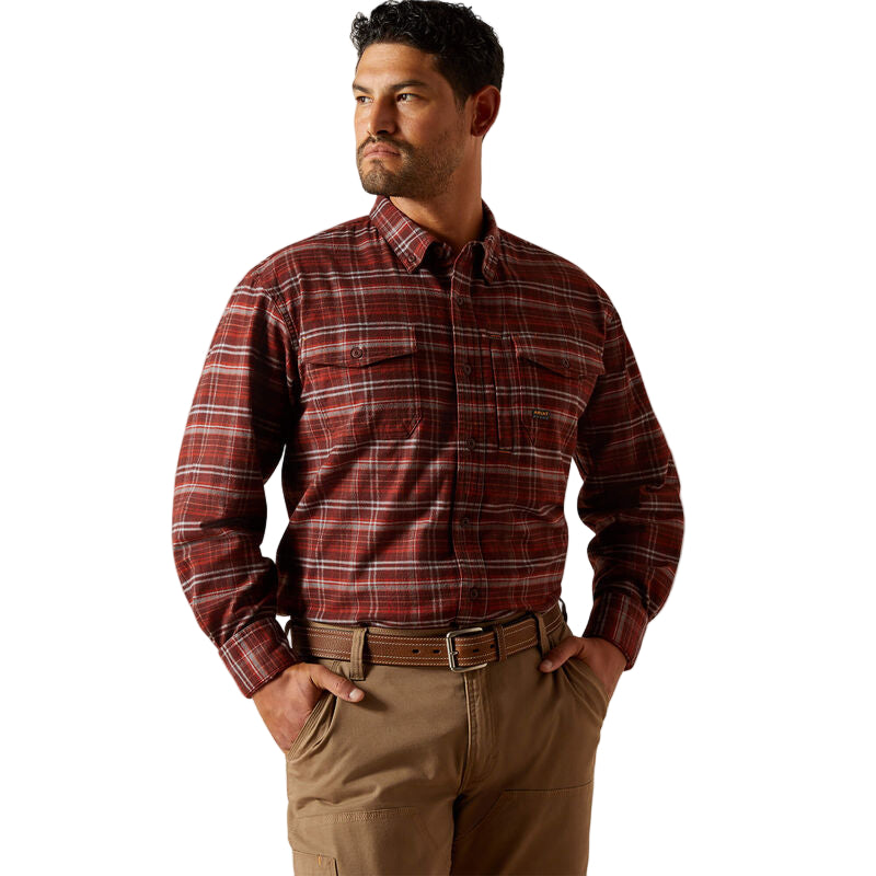 Flannel Durastretch Work Shirt LS- Bitter Chocolate