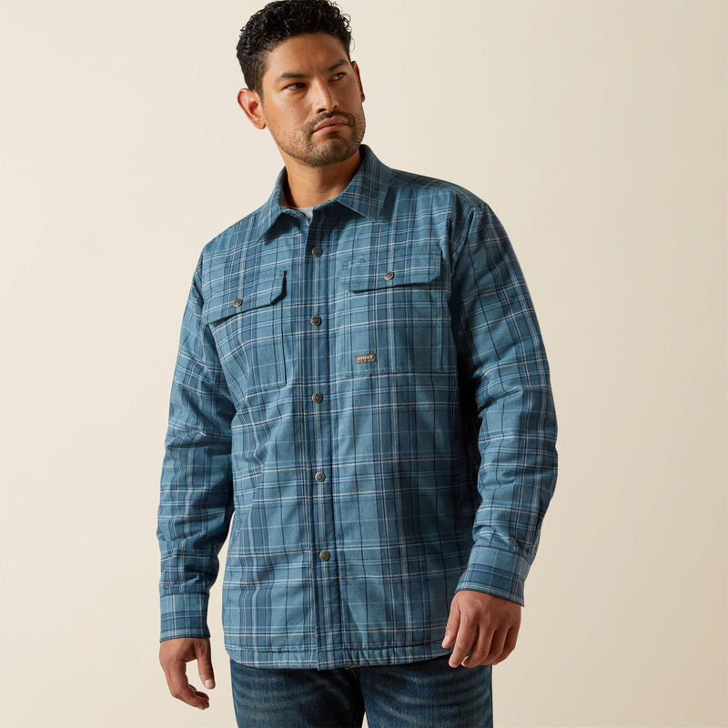 Flannel Insulated Shirt Jacket- Bluestone
