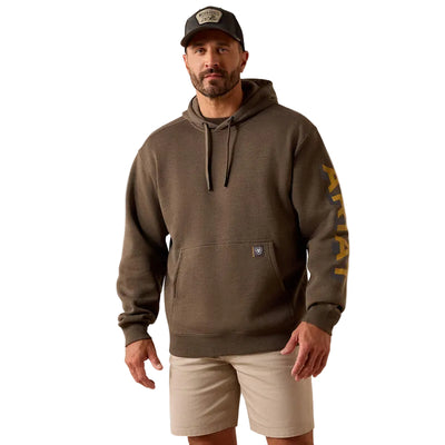 Lightweight Logo Hoodie- Major Brown Heather/Wood Thrush