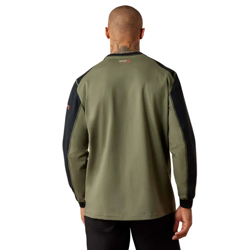 FR Colorblock Baseball Long Sleeve T-Shirt-Dark Sage/Black