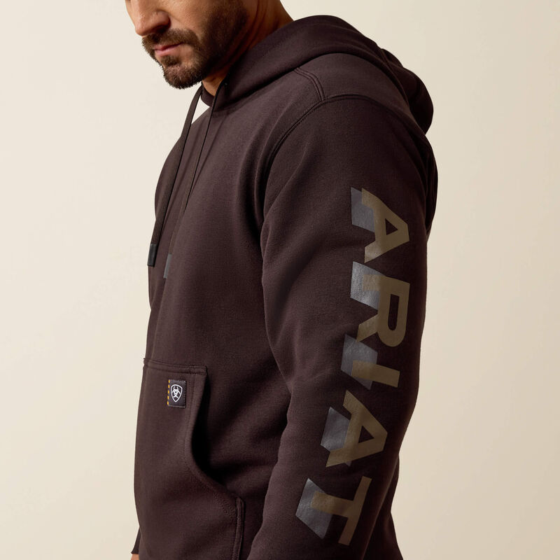 Rebar Lightweight Logo Hoodie- Licorice/Canteen