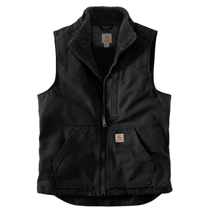 Men's 104277 Washed Duck Sherpa Lined Mock Vest - Black - Purpose-Built / Home of the Trades