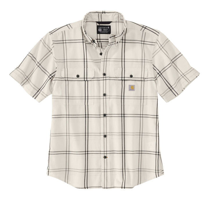 Loose Fit Midweight Short-Sleeved Plaid Shirt, Malt