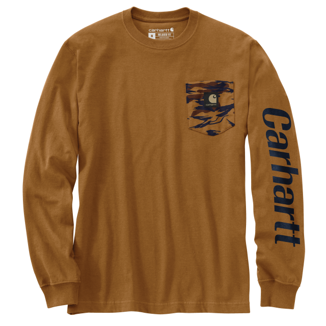 Relaxed Fit Heavyweight Long-Sleeve Pocket Camo Graphic T-Shirt - Carhartt Brown