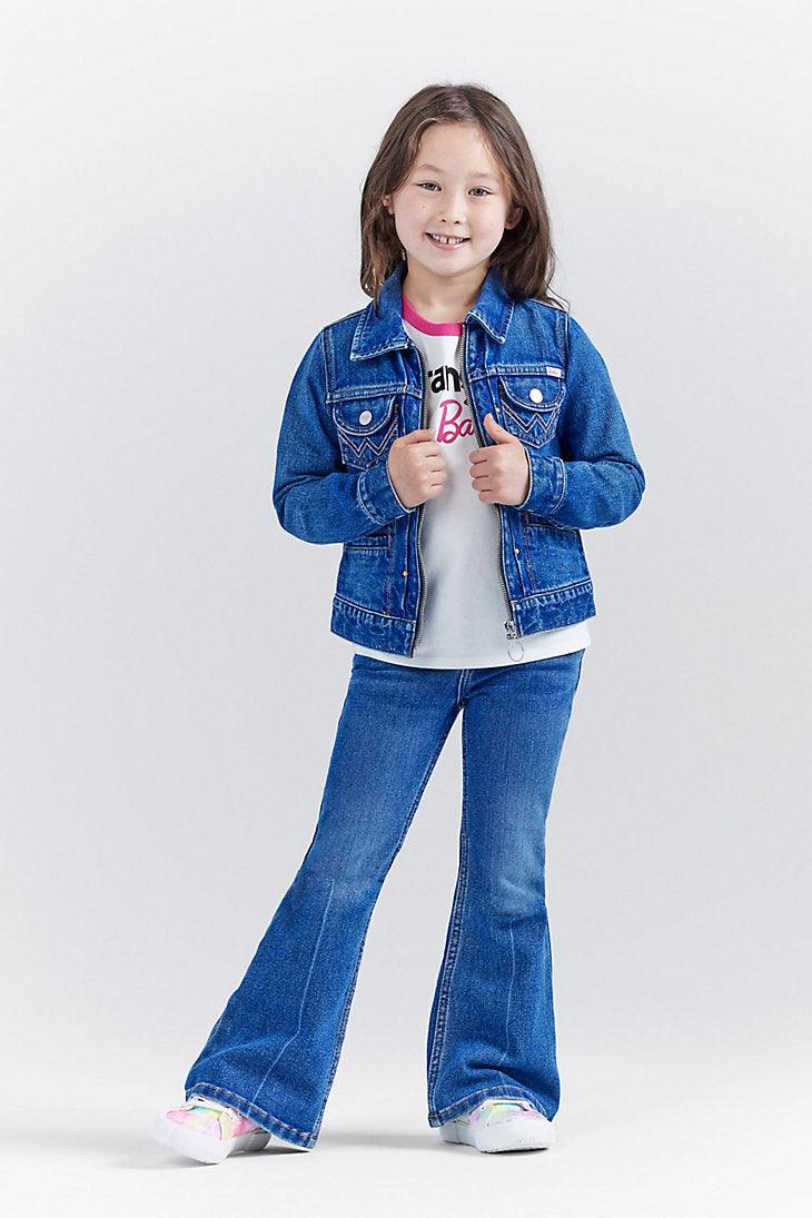 WRANGLER X BARBIE™ GIRL'S ZIP FRONT DENIM JACKET IN WRANGLER BLUE - Purpose-Built / Home of the Trades