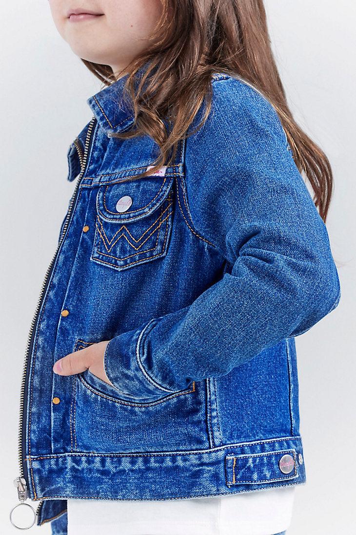 WRANGLER X BARBIE™ GIRL'S ZIP FRONT DENIM JACKET IN WRANGLER BLUE - Purpose-Built / Home of the Trades