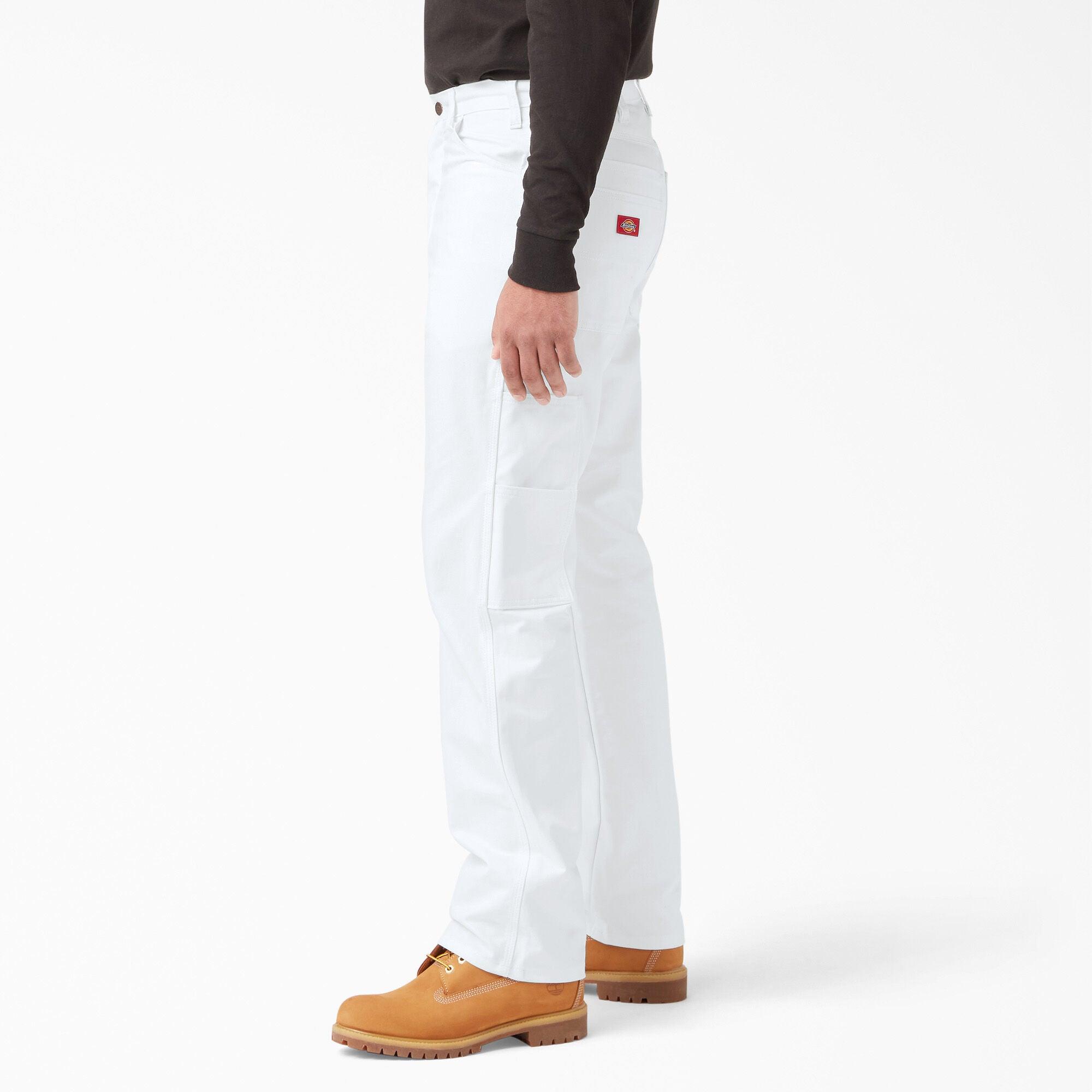 Relaxed Fit Straight Leg Painter's Pants, White
