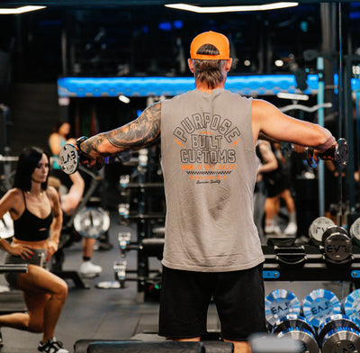 PB Customs Heavy Muscle Tee, Faded Grey