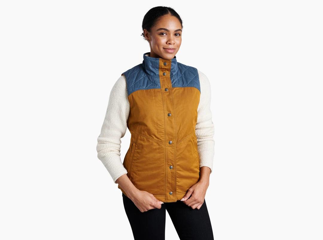 Women's Celeste Lined Vest - Antique Gold/Dusty Blue - Purpose-Built / Home of the Trades