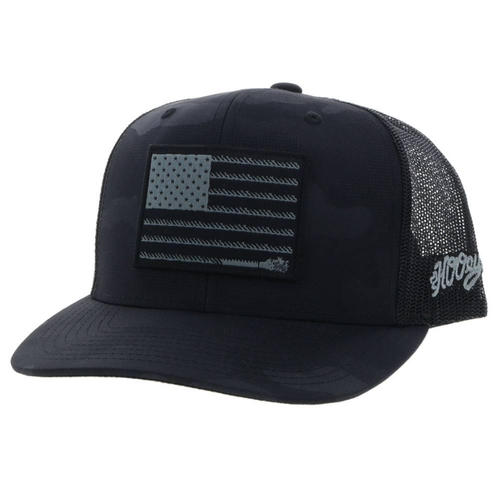 Liberty Roper Flag Patch Hat - Black Camo