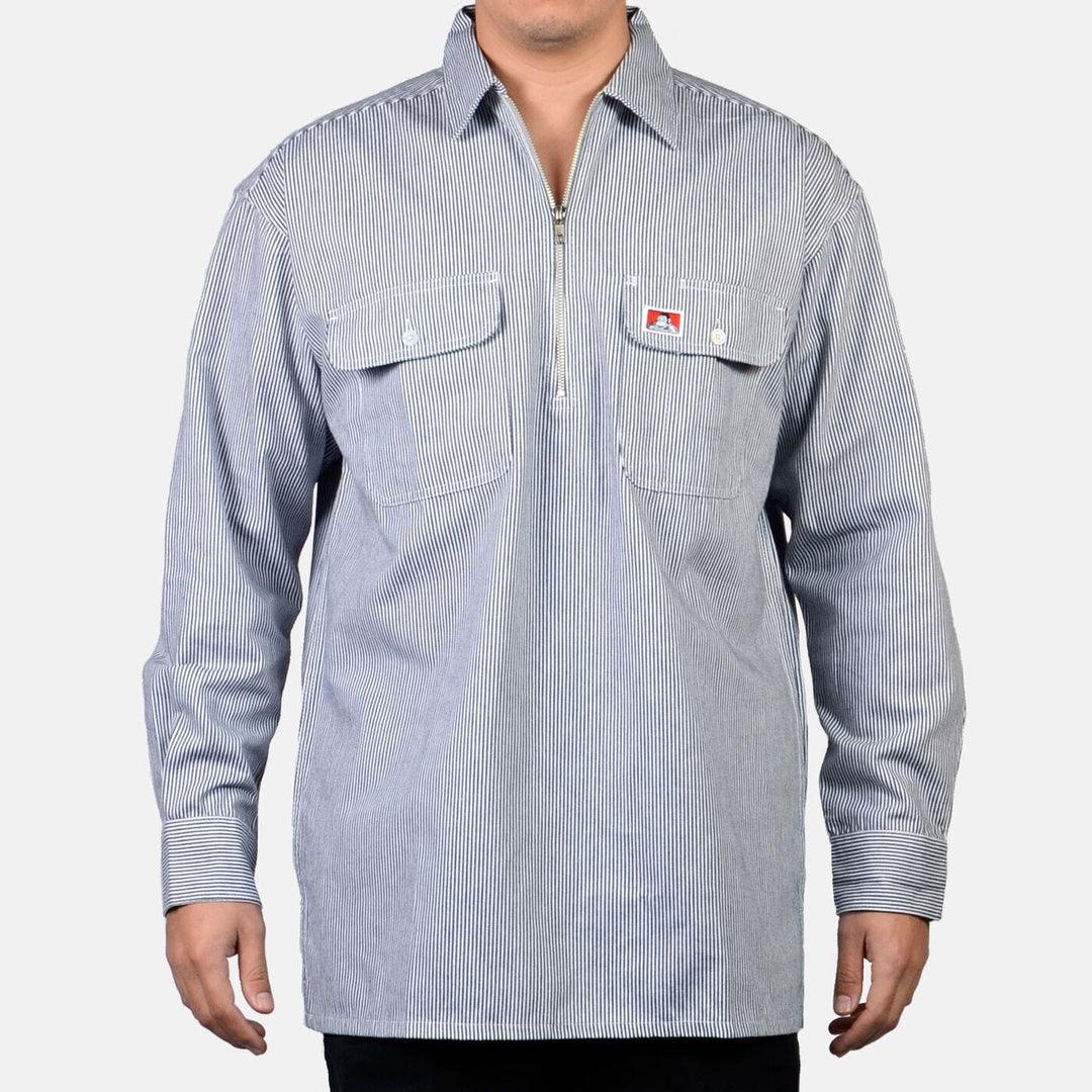 Long Sleeve 100% Cotton 1/2 Zip Shirt: Hickory