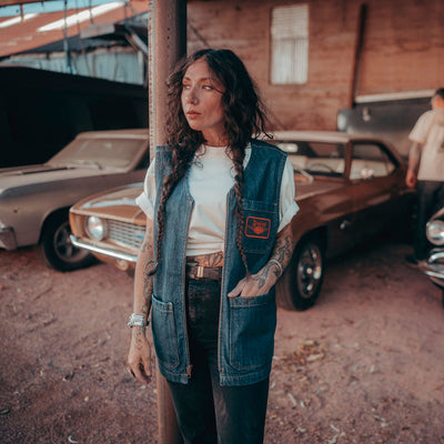 Dickies x Harley Davidson Denim Vest- Rinsed Indigo/ Blue