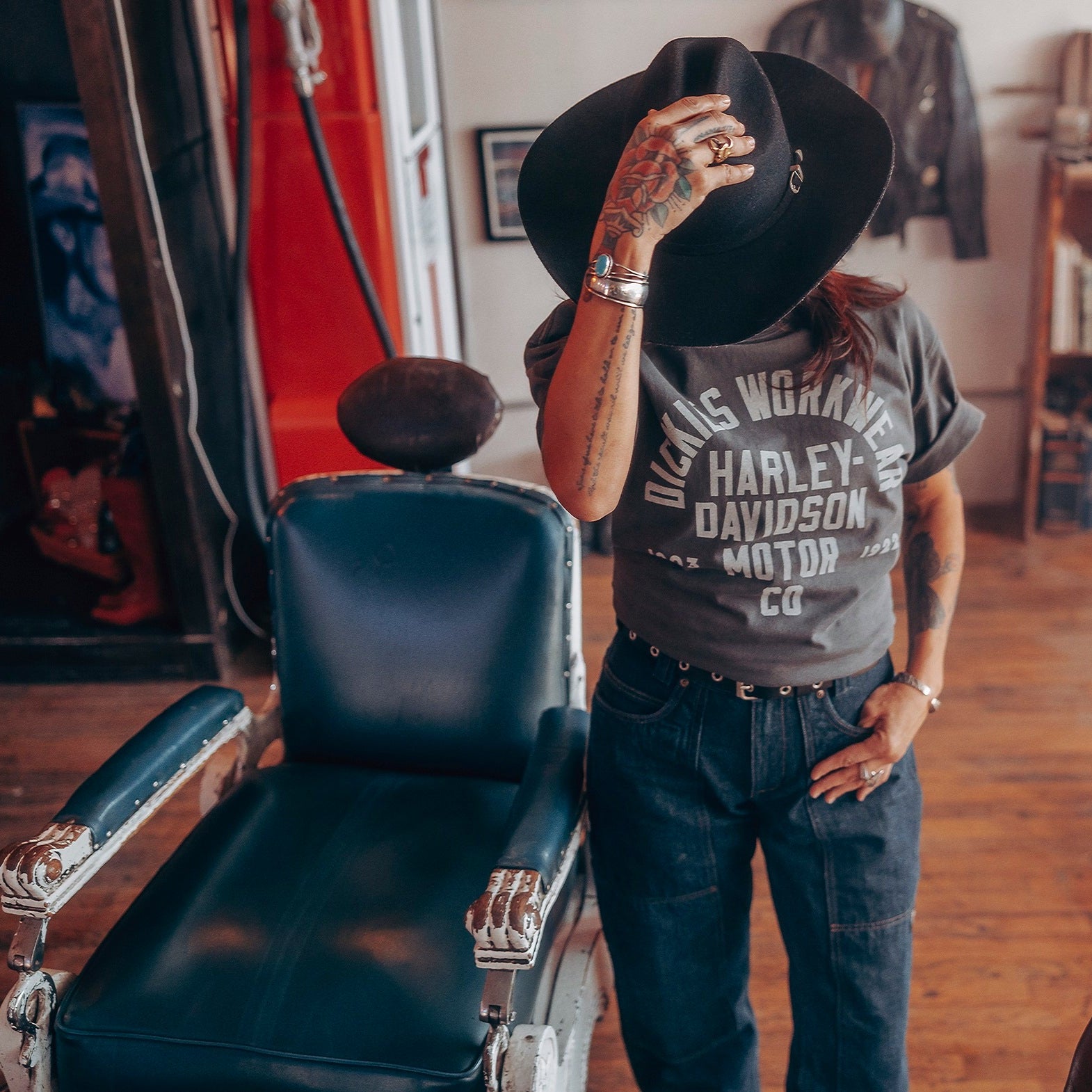 Dickies x Harley Davidson Washed Tee- Black