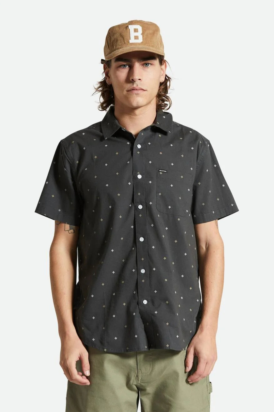 Charter print Short Sleeve woven pyramid shirt - Black