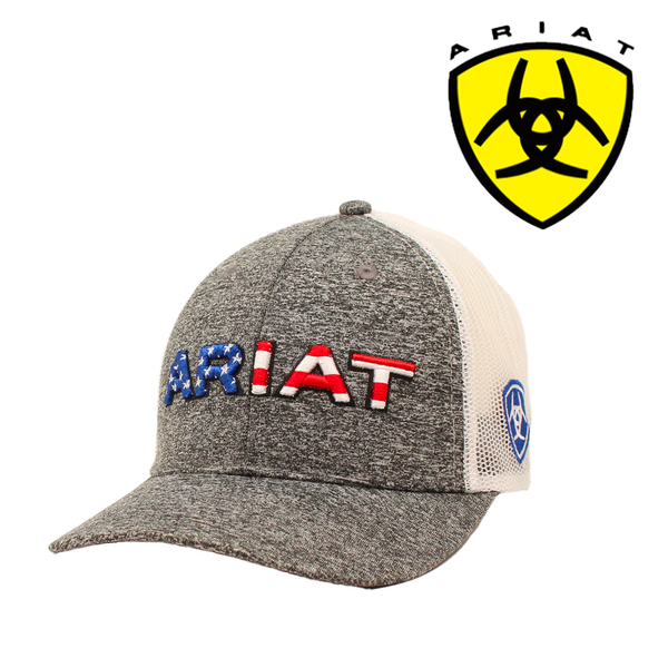 Ariat Men's Embroidered USA Flag Hat - Grey