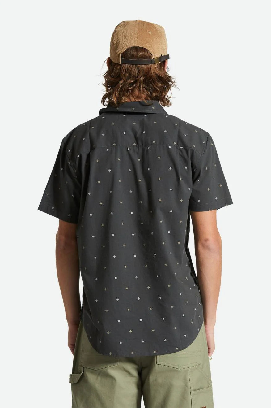 Charter print Short Sleeve woven pyramid shirt - Black