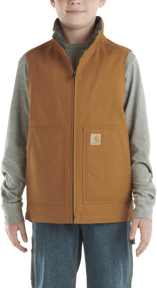 Youth Canvas Sherpa Lined Vest - Brown