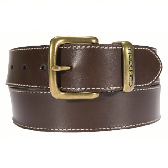 Leather Engraved Buckle Jean Belt - Brown