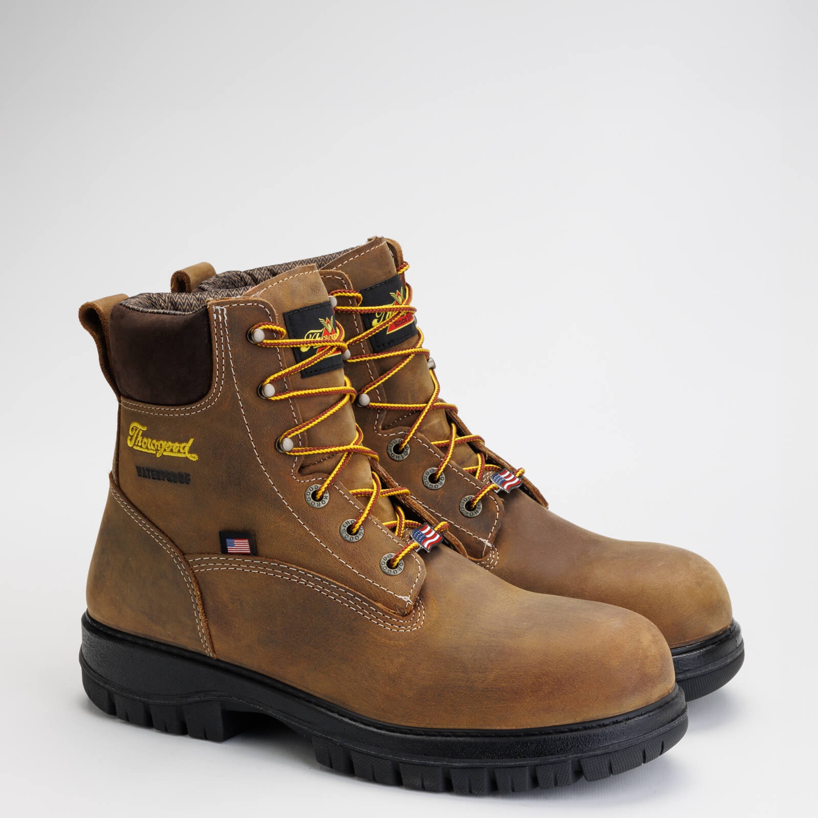 Genesis Series 6'' Waterproof Brown Rye Nano Safety Toe, Chestnut