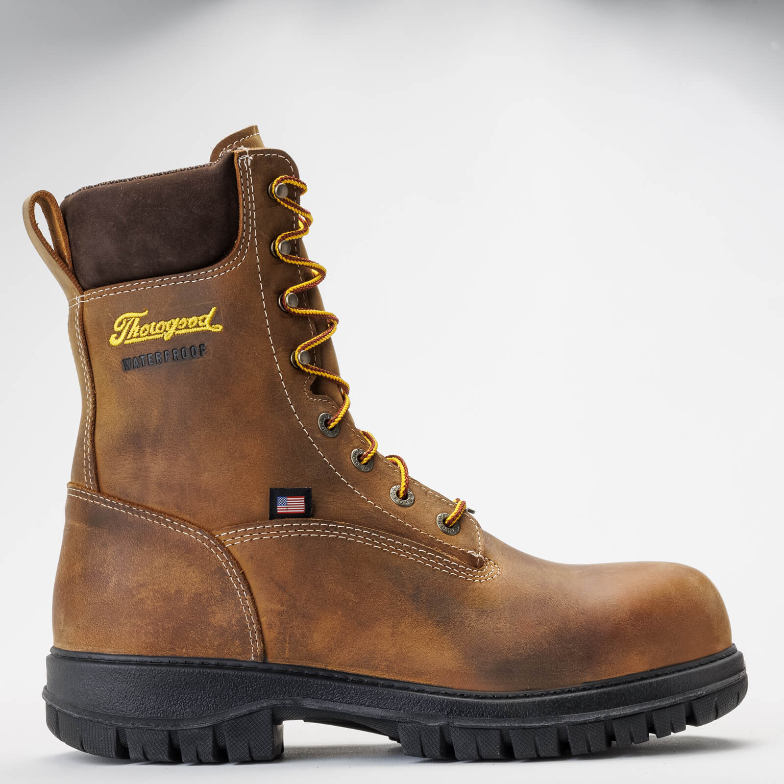 Genesis Series 8'' Waterproof Brown Rye Nano Safety Toe, Chestnut