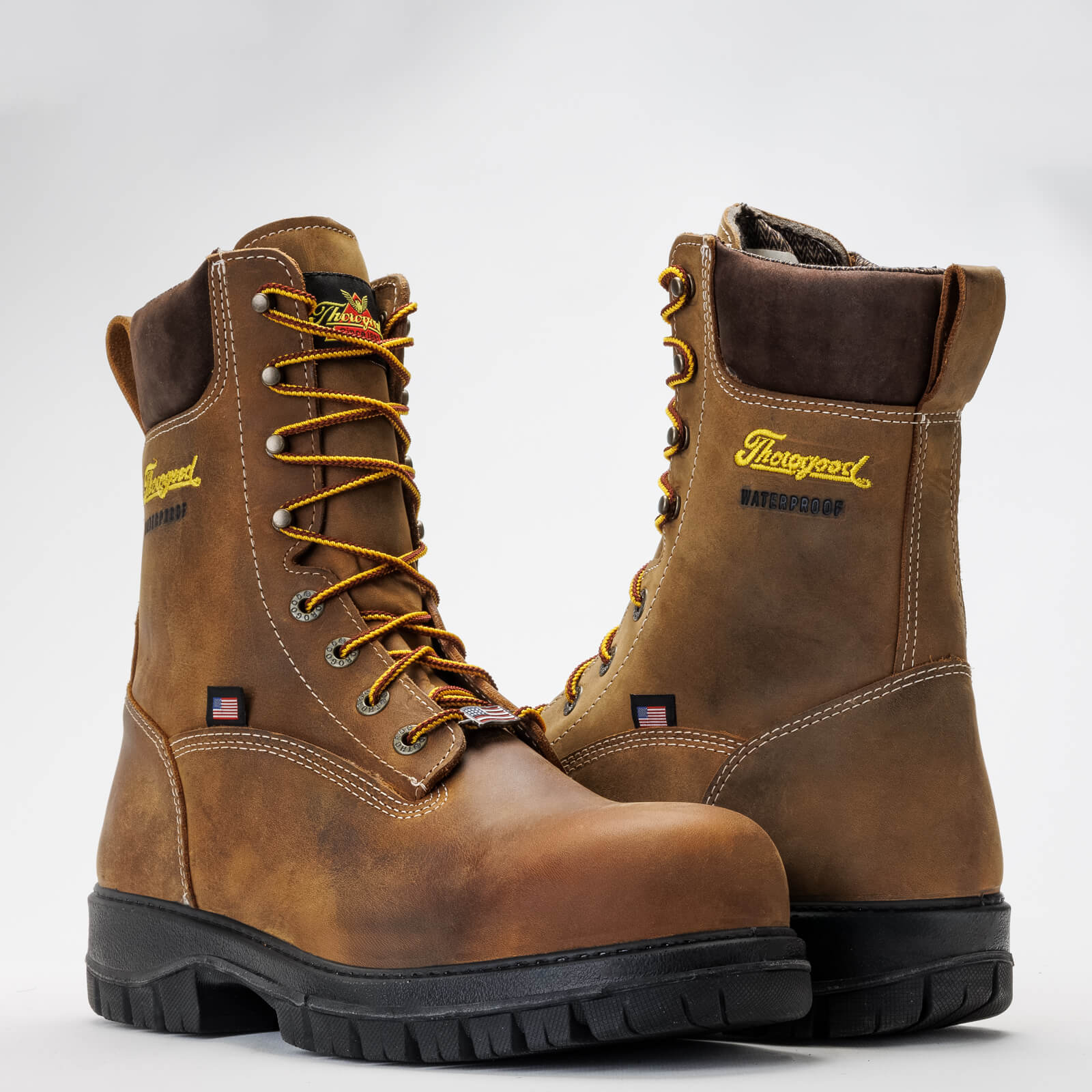 Genesis Series 8'' Waterproof Brown Rye Nano Safety Toe, Chestnut