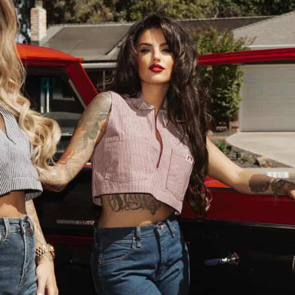 Ben Davis x Purpose-Built: Custom Women's Crop - Burgundy Stripe