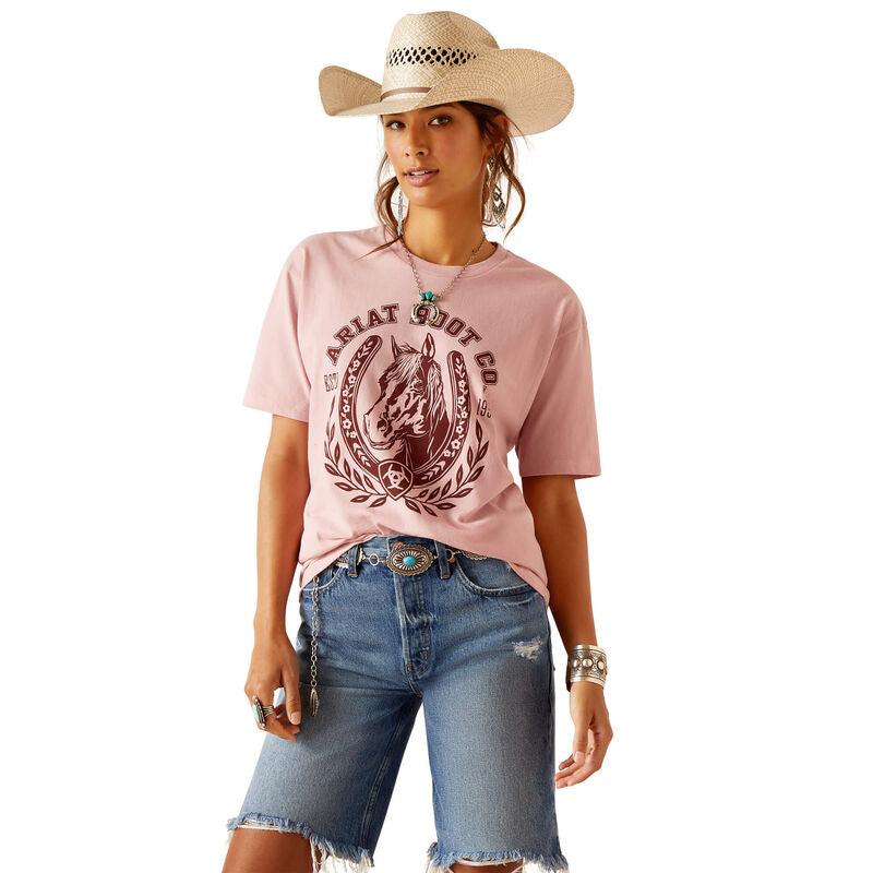 Women's Ariat Horse U S/S Tee - Dusty Pink - Purpose-Built / Home of the Trades