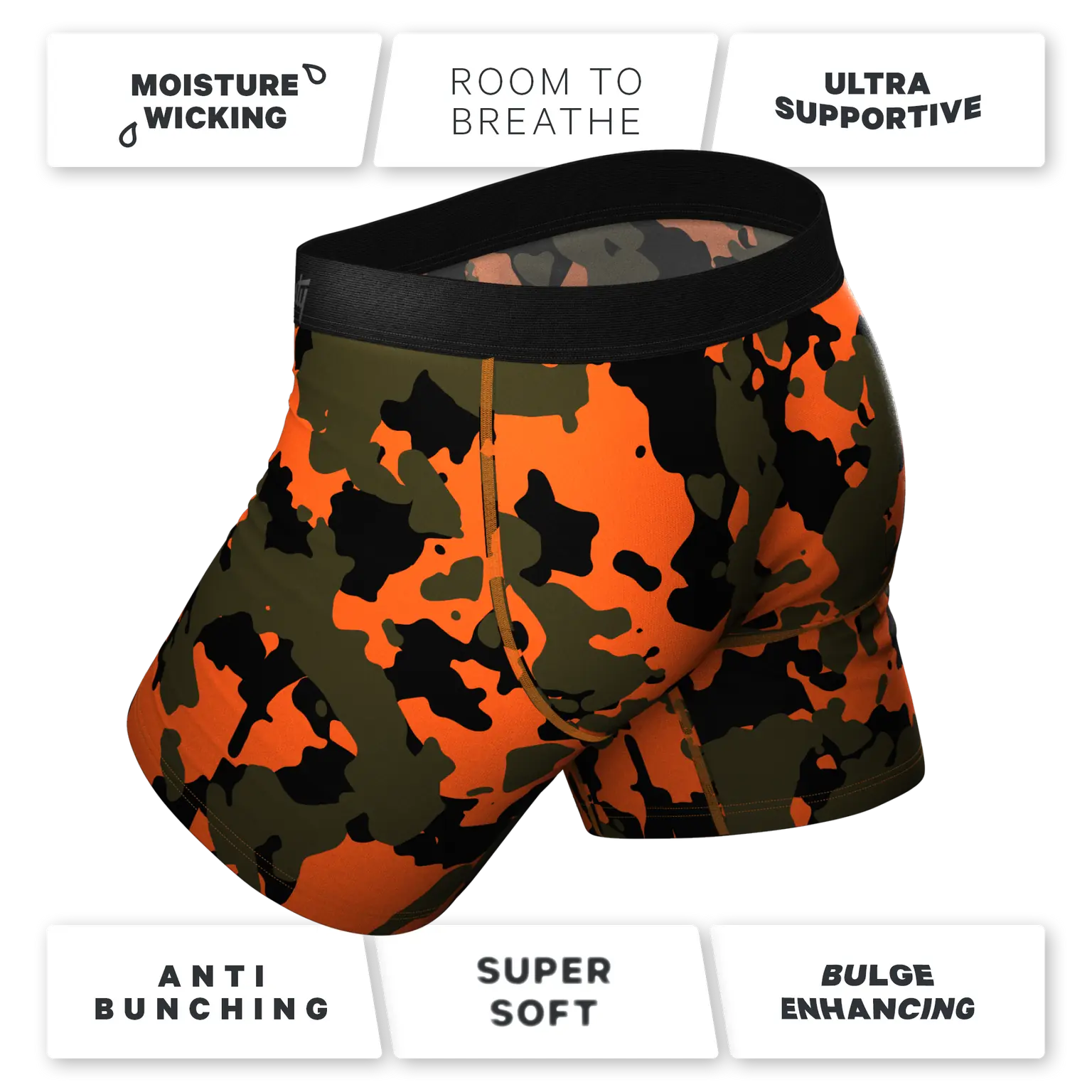 The Bambi Bunchers - Orange Camo Deer Ball Hammock® Pouch Underwear With Fly