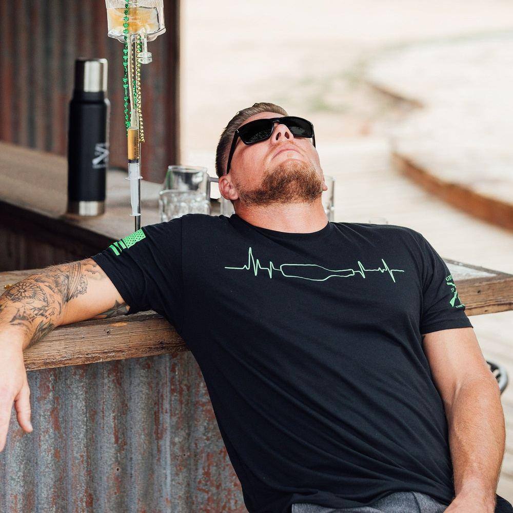 Men's Drinking EKG Tee - Black