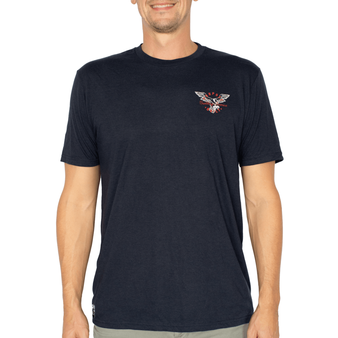 Building America Tee, True Navy - Purpose-Built / Home of the Trades