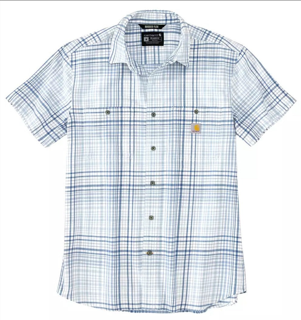 Rugged Flex Relaxed Fit Lightweight Short-Sleeved Plaid Shirt - Fog Blue