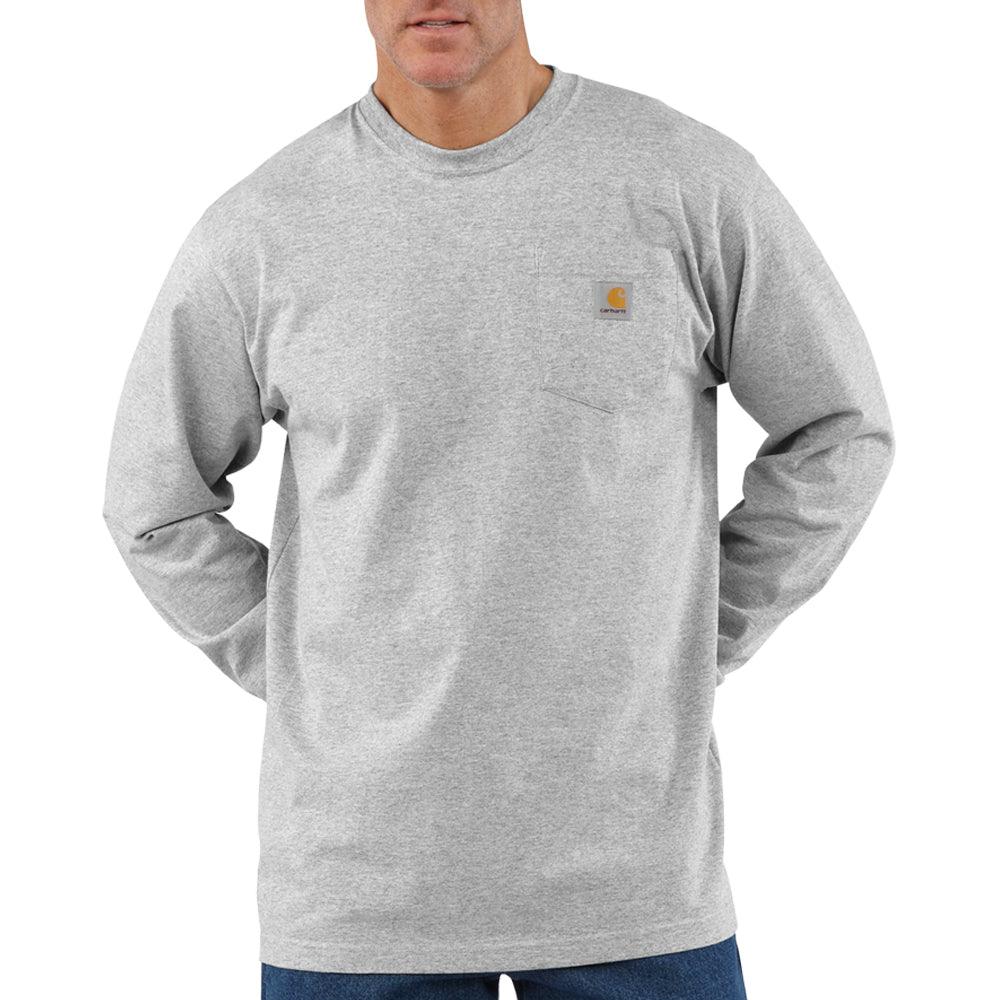 K126 - Loose fit heavyweight long-sleeve pocket t-shirt - Heather Grey - Purpose-Built / Home of the Trades