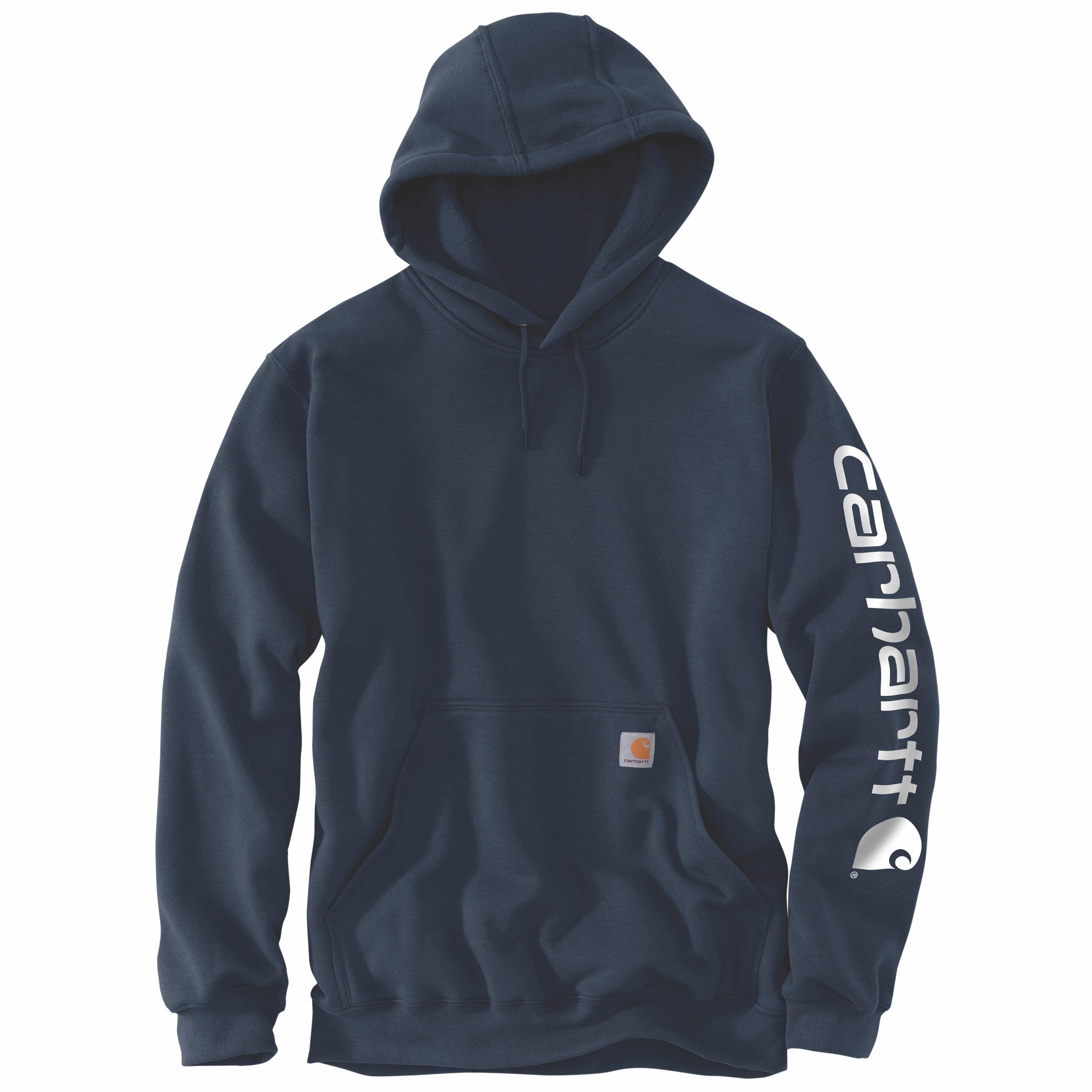K288 Loose Fit Midweight Logo Sleeve Graphic Hoodie - Navy - Purpose-Built / Home of the Trades