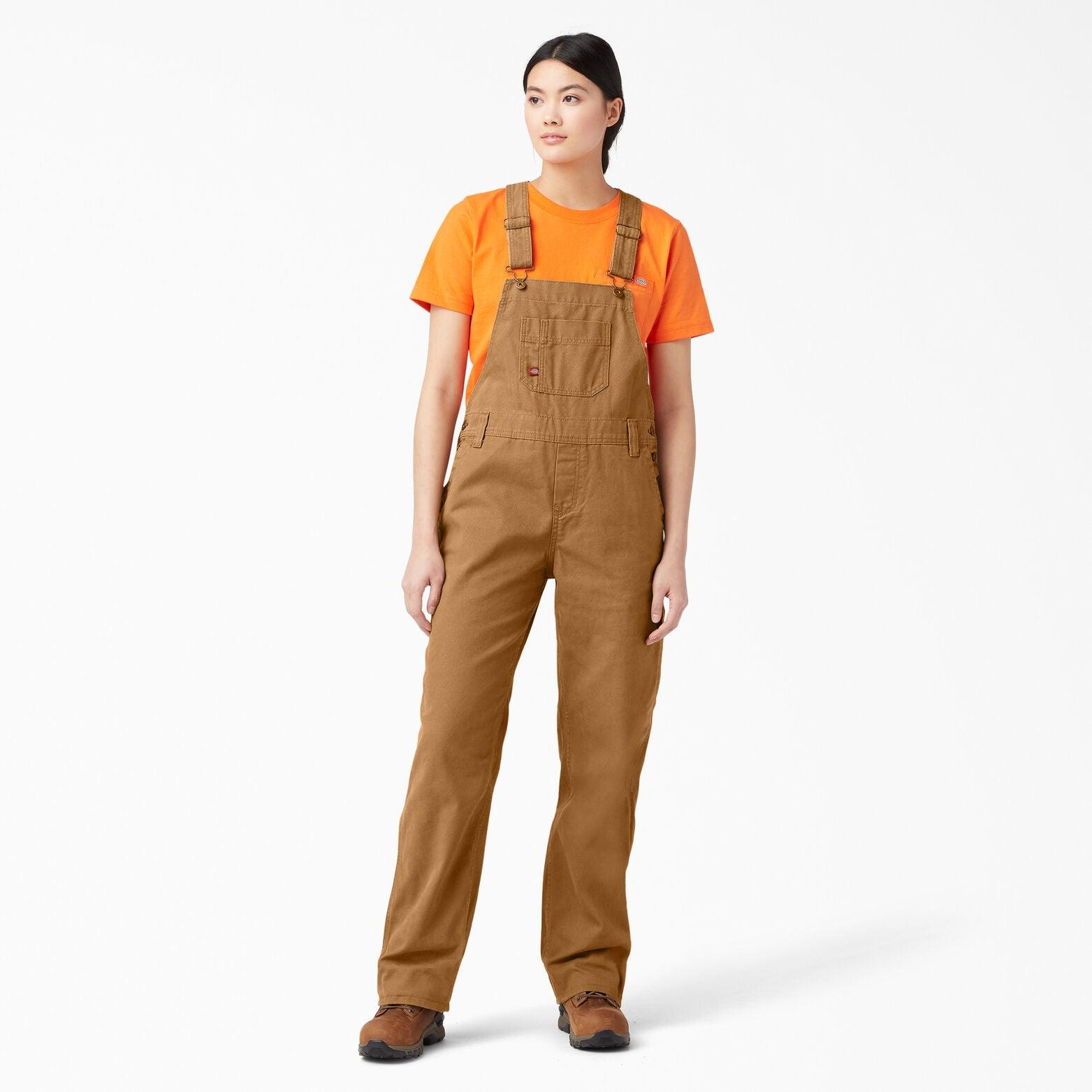 Women's Relaxed Fit Bib Overalls - Rinsed Brown Duck