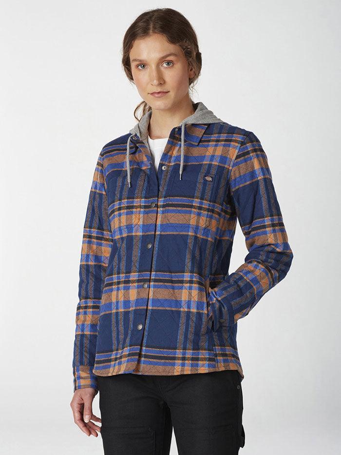 Women’s Flannel Hooded Shirt Jacket - Deep Blue - Purpose-Built / Home of the Trades