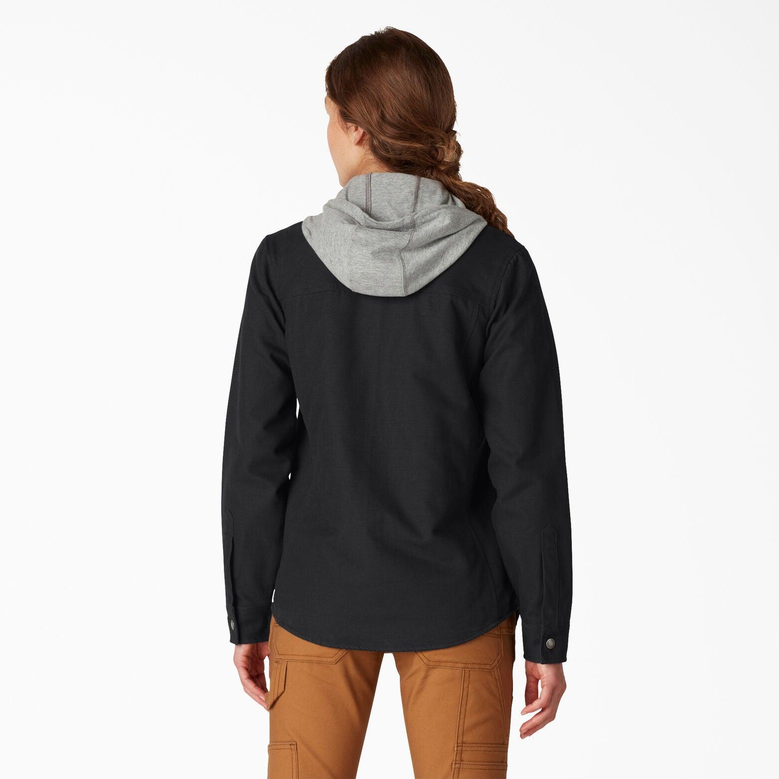 Women's Duck Hooded Shirt Jacket - Black