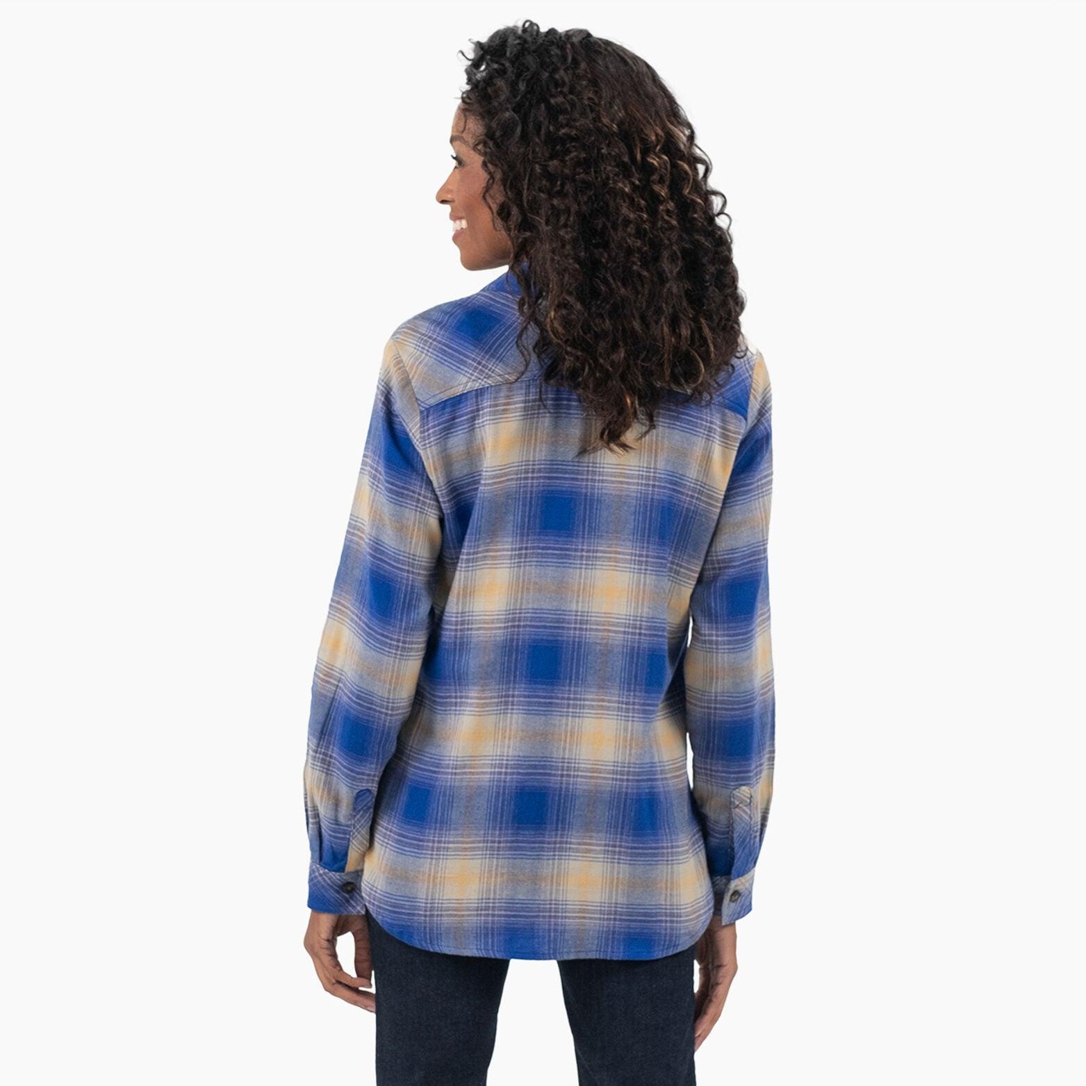 Women's Plaid Flannel Long Sleeve Shirt - Ombre Blue - Purpose-Built / Home of the Trades