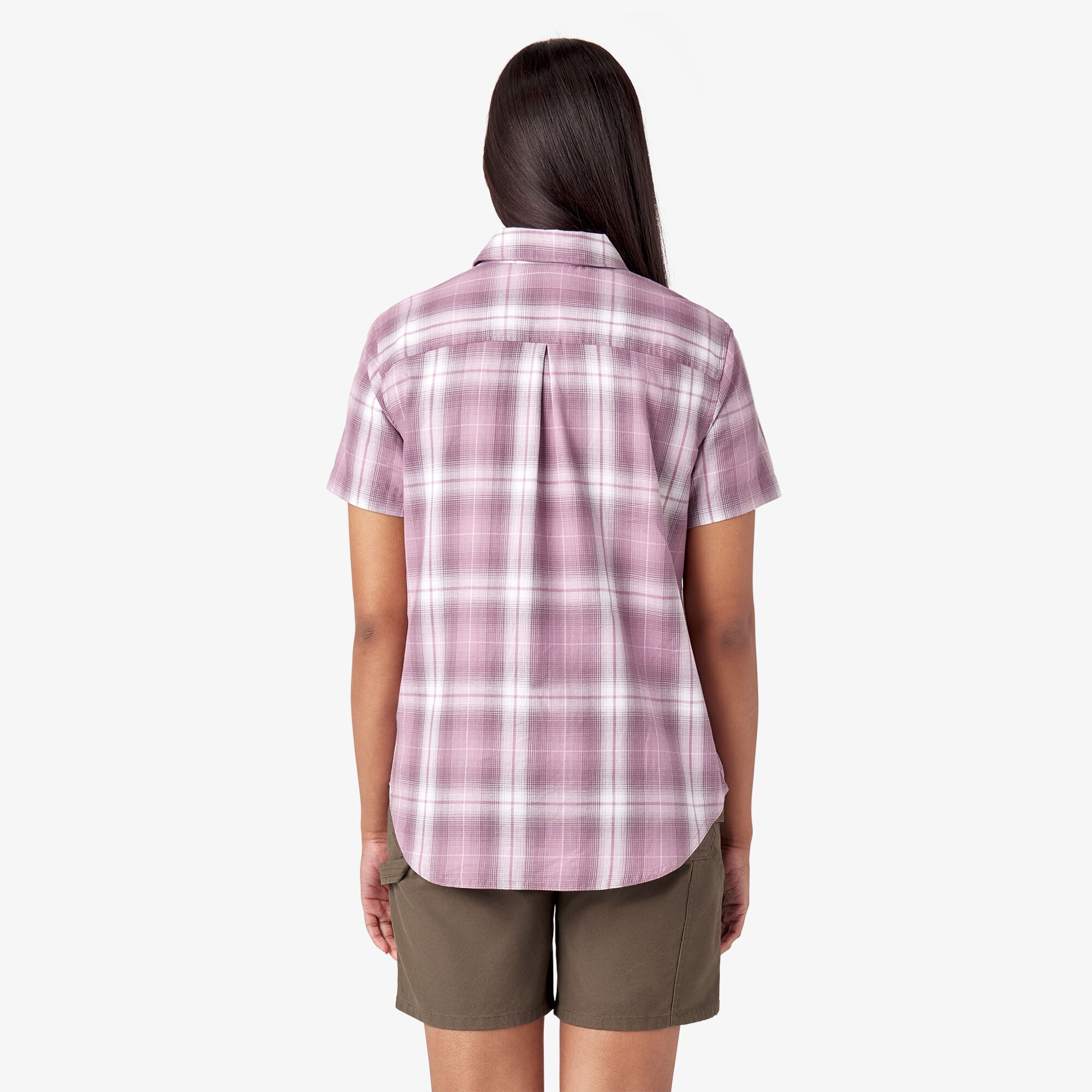 Women's Plaid Woven Shirt - Lilac Herringbone Plaid