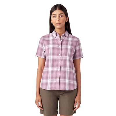 Women's Plaid Woven Shirt - Lilac Herringbone Plaid