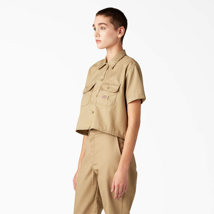 Women's Cropped Work Shirt, Khaki