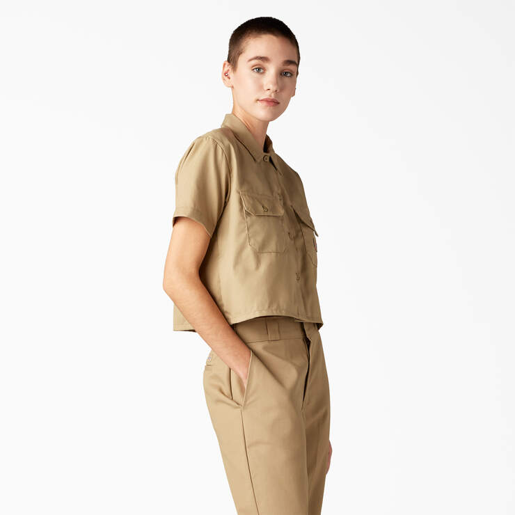 Women's Cropped Work Shirt, Khaki