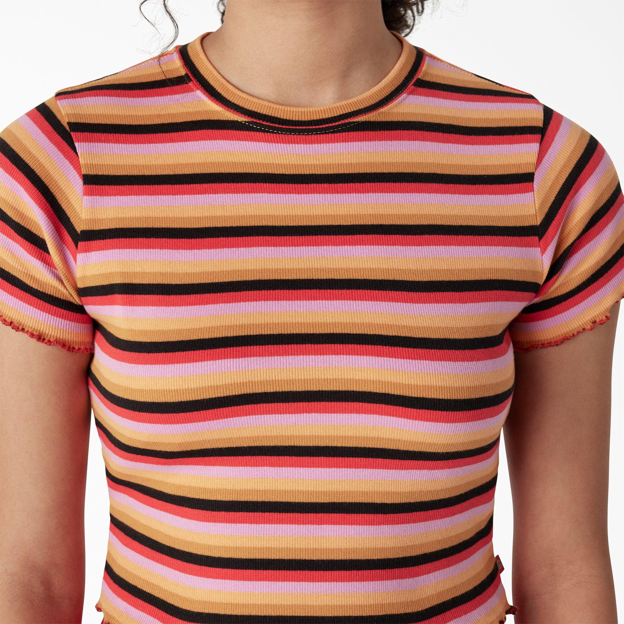 Women's Striped Cropped Baby T-Shirt, Orange Explorer Stripe - Purpose-Built / Home of the Trades