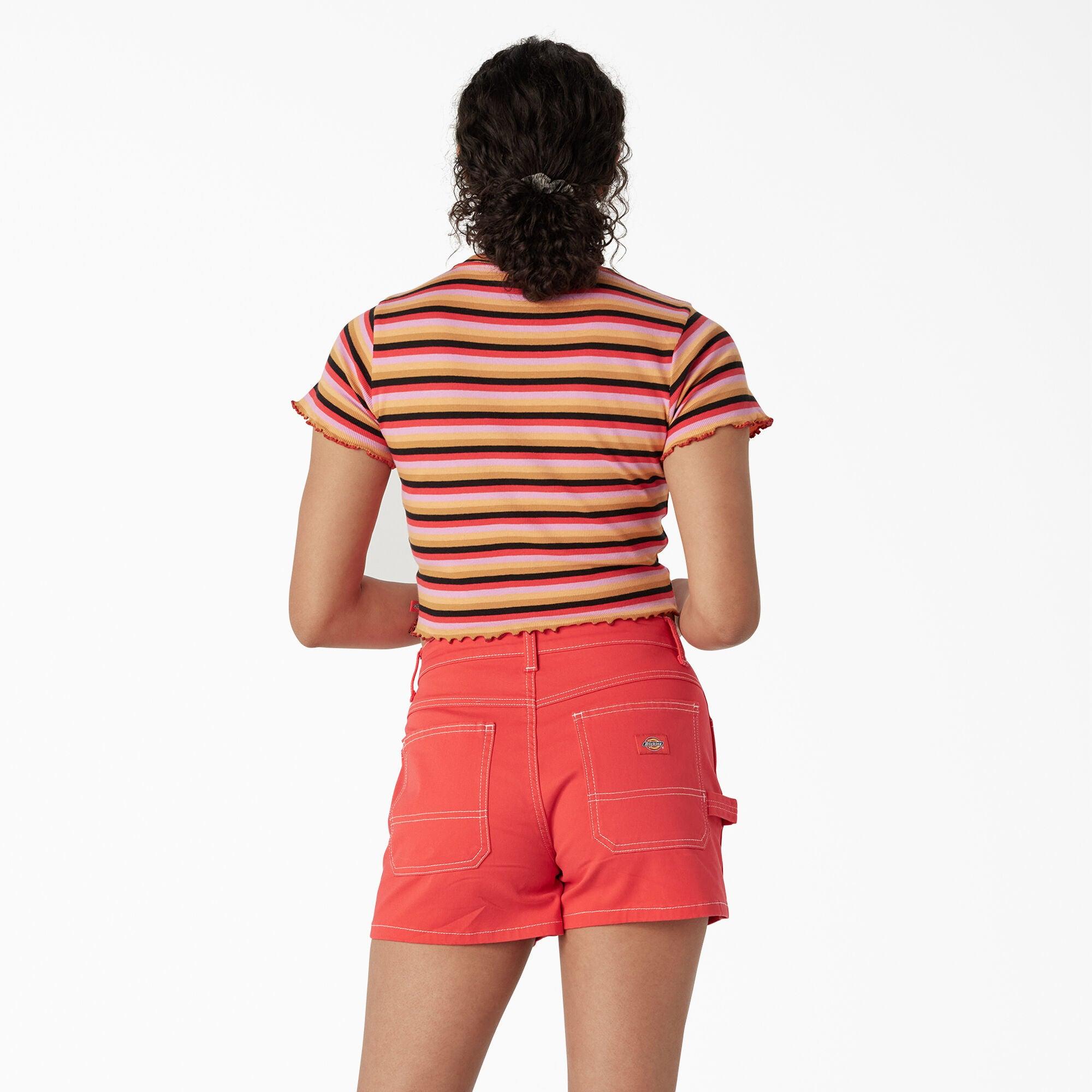 Women's Striped Cropped Baby T-Shirt, Orange Explorer Stripe - Purpose-Built / Home of the Trades