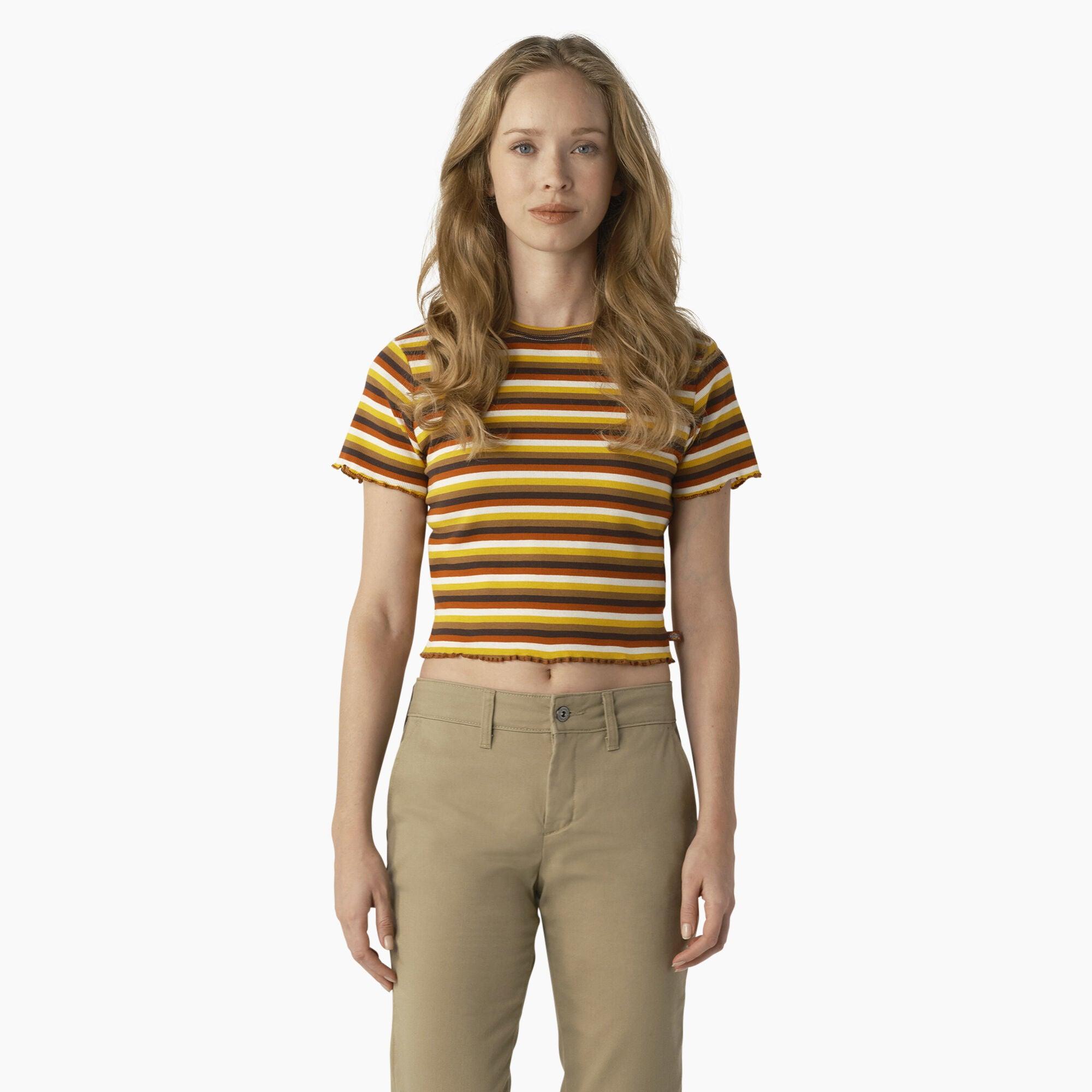 Women's Striped Cropped Baby T-Shirt, Ginger Honey Baby Stripe - Purpose-Built / Home of the Trades