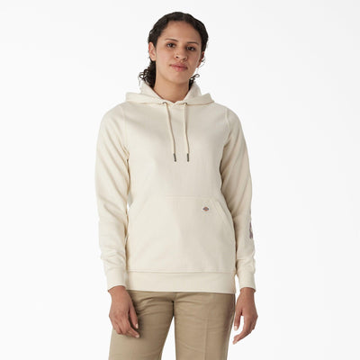 Women's Water Repellent Sleeve Logo Hoodie, Antique White