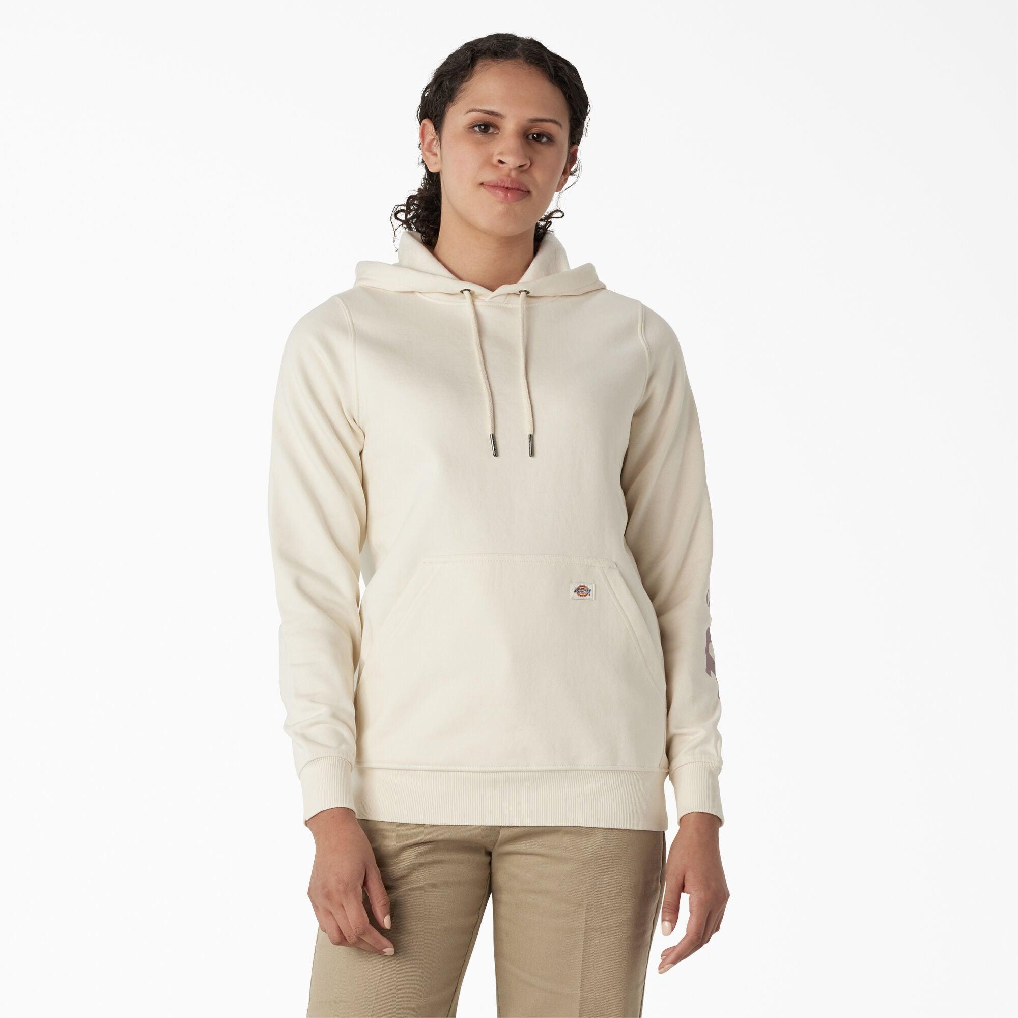 Women's Water Repellent Sleeve Logo Hoodie, Antique White - Purpose-Built / Home of the Trades