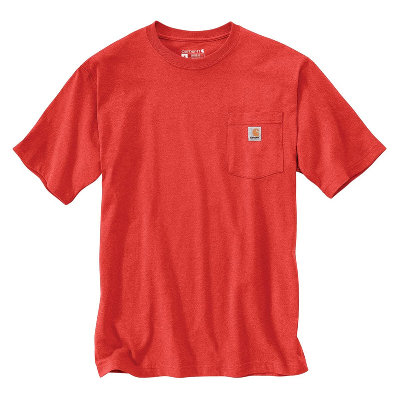 K87 - Loose Fit Heavyweight Pocket Tee, Fire Red Heather